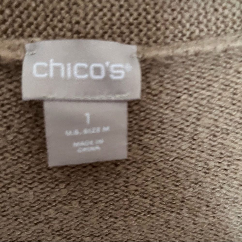 Chico's Wool-Blend Pearl/Rhinestone Embellished Tan Cardigan Duster Size 1 MED - Picture 4 of 9